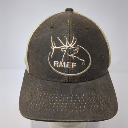 RMEF Volunteer Snapback Trucker Hat Brown One Size Adjustable Mesh Back