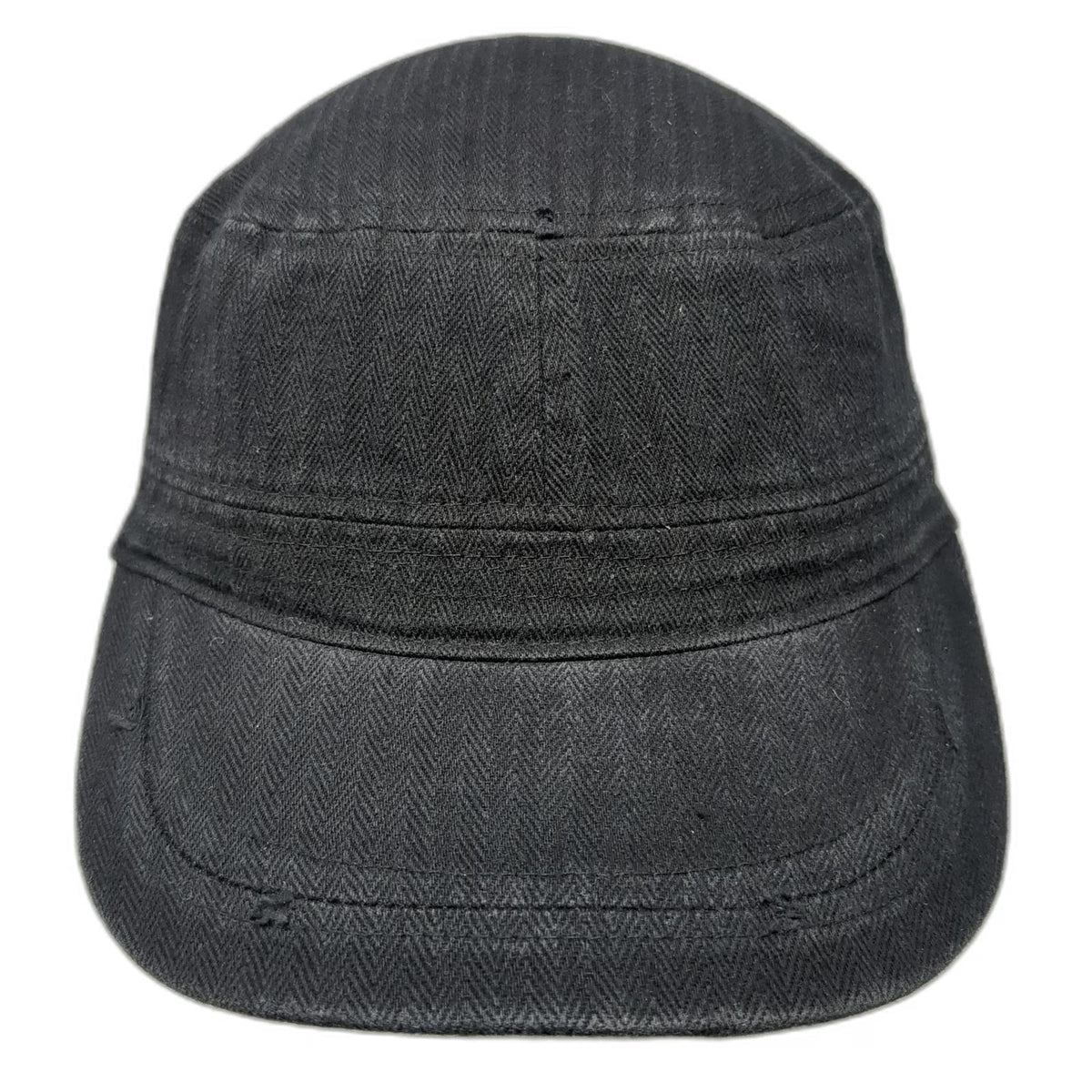 David and Young Army Cap Black One Size Herringbone Cotton Strapback Hat Cadet
