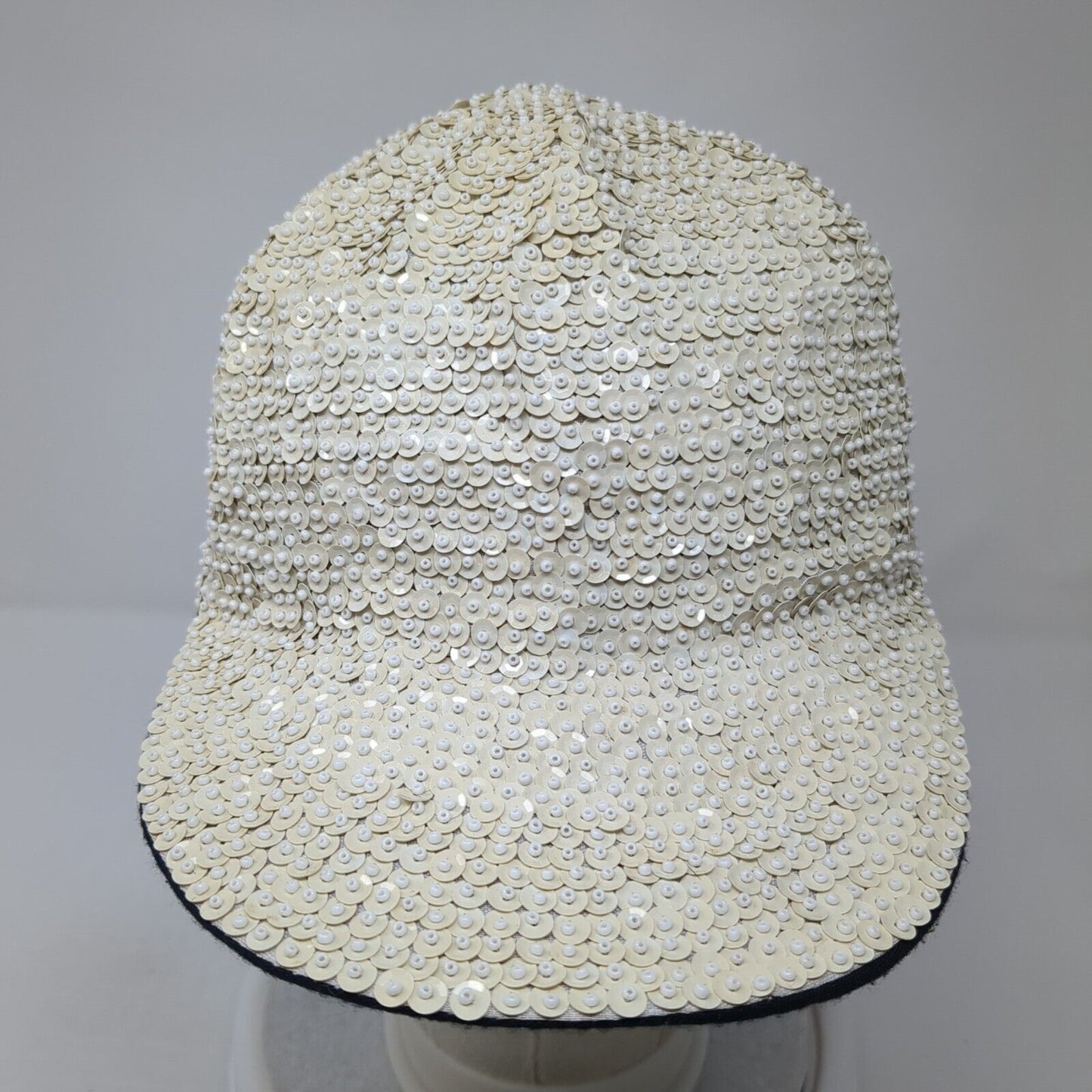 Unbranded Strapback Hat White One Size Lightweight Embellished Sequin Blank
