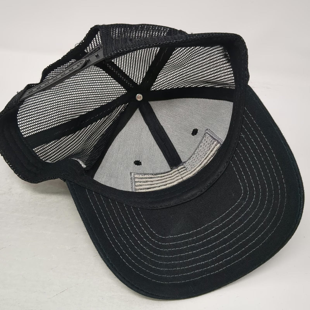 Trucker Hat Black One Size Mesh Back Snapback American Flag Gray Curved Brim