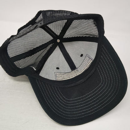 Trucker Hat Black One Size Mesh Back Snapback American Flag Gray Curved Brim