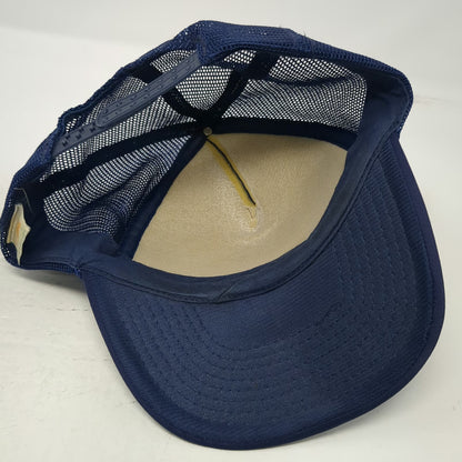 Rain For Rent Trucker Hat Blue One Size Foam Mesh Snapback Rope Industrial Logo