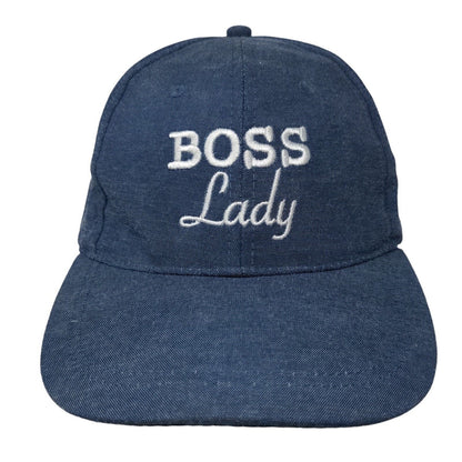 Boss Lady Snapback Hat Blue OSFM Adjustable Embroidered Vented Holes 6 Panel