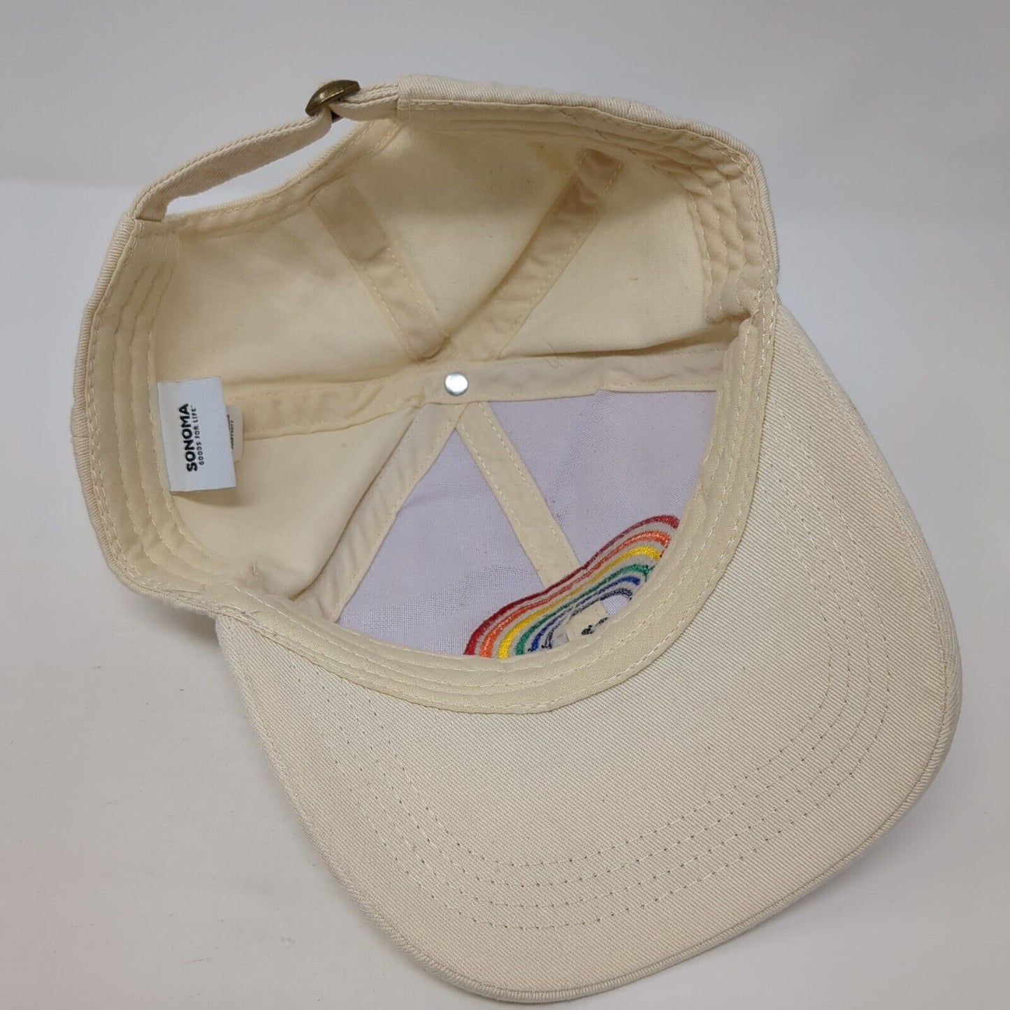 Love & Peace Rainbow Slideback Hat Tan One Size Adjustable Sonoma