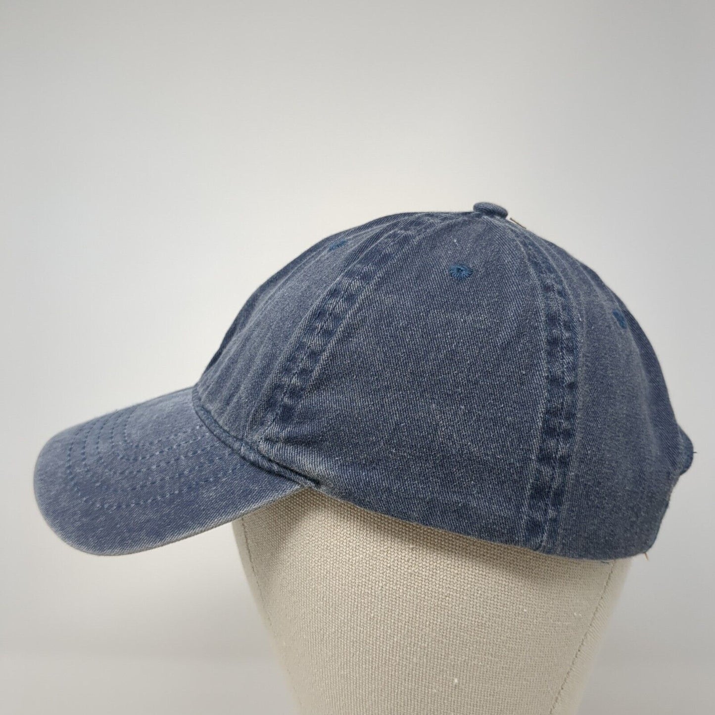 Unbranded Strapback Hat Blue One Size Adjustable Vented Holes Denim Blank