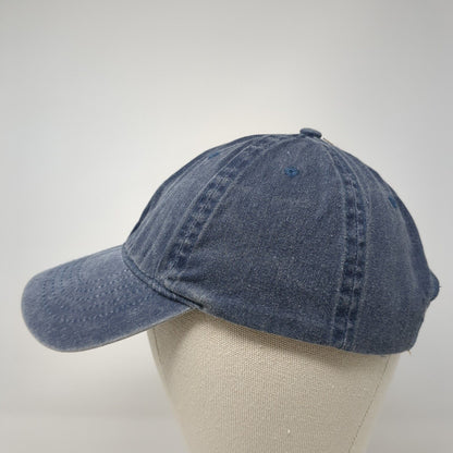 Unbranded Strapback Hat Blue One Size Adjustable Vented Holes Denim Blank