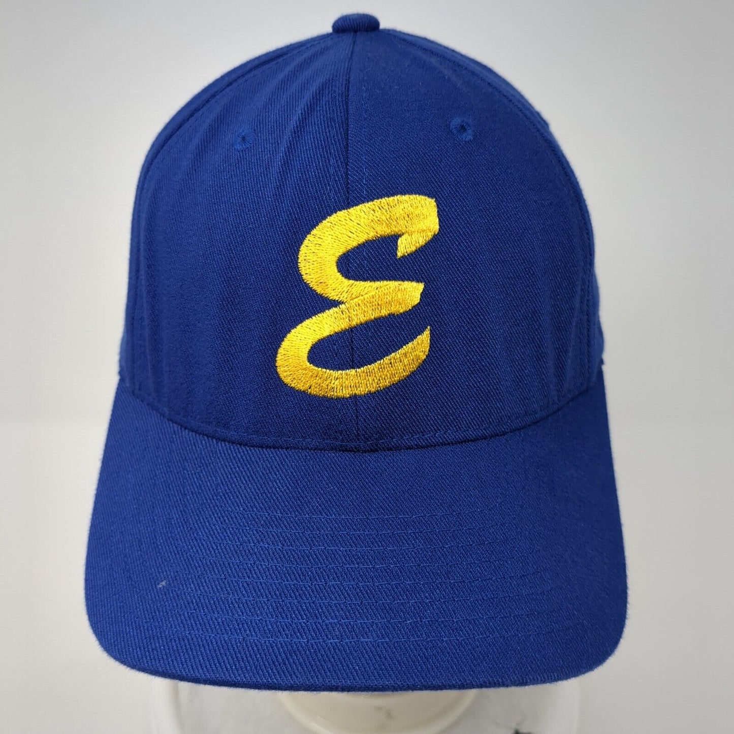 Letter E Fitted Hat Blue Large-XL Embroidered Flexfit Yupoong Solid