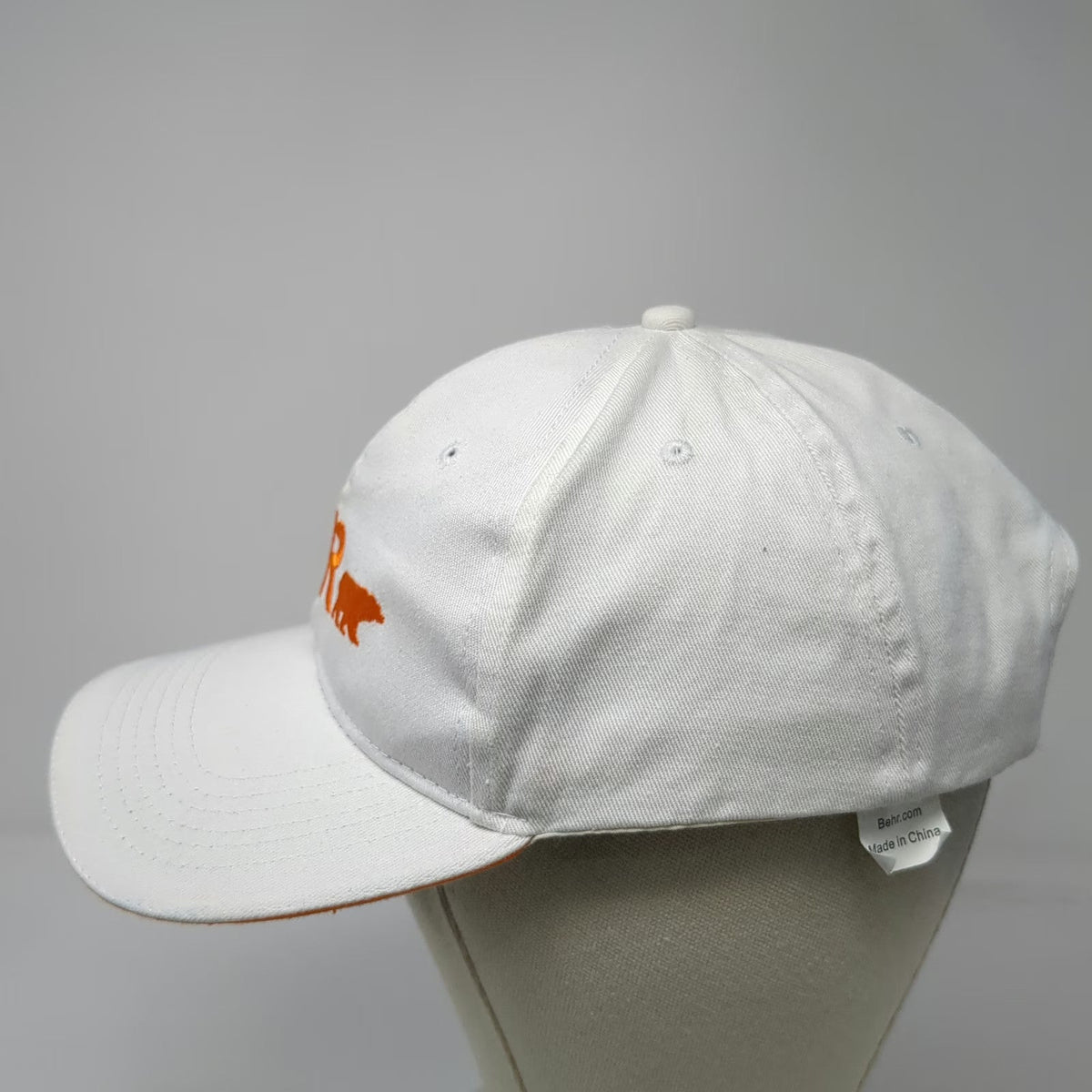 Behr Baseball Cap White One Size Orange Logo Strapback Hat Paint Company Bear