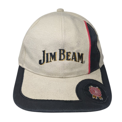 Jim Beam Strapback Hat Beige One Size Adjustable Colorblock Vent Holes