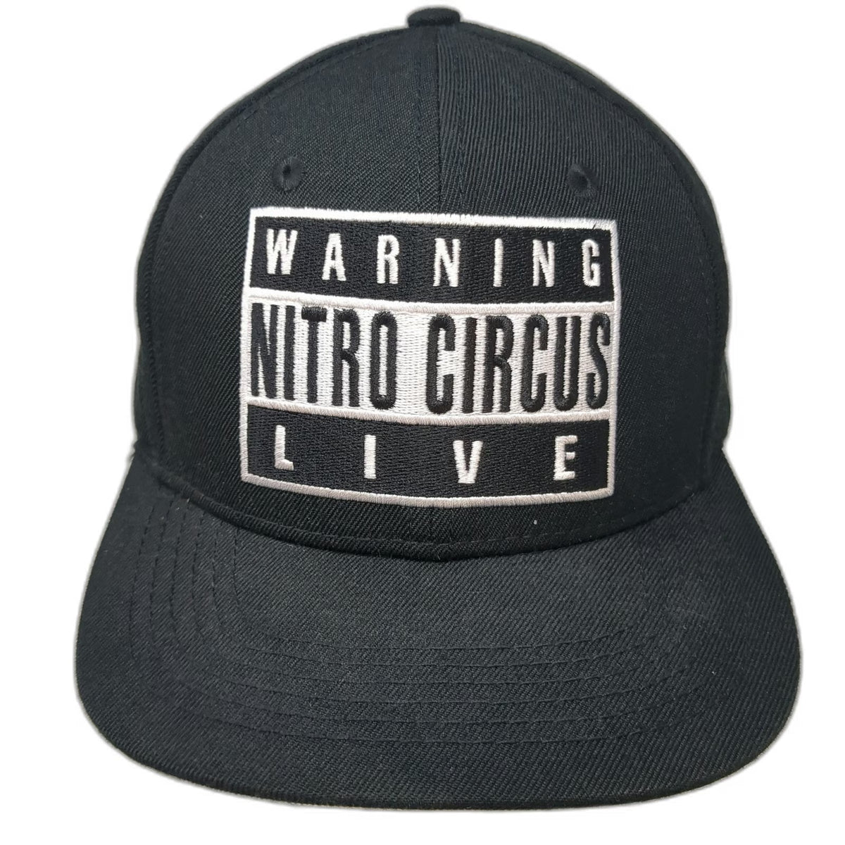 Nitro Circus Live Warning Graphic Snapback Black One Size Structured Logo Hat