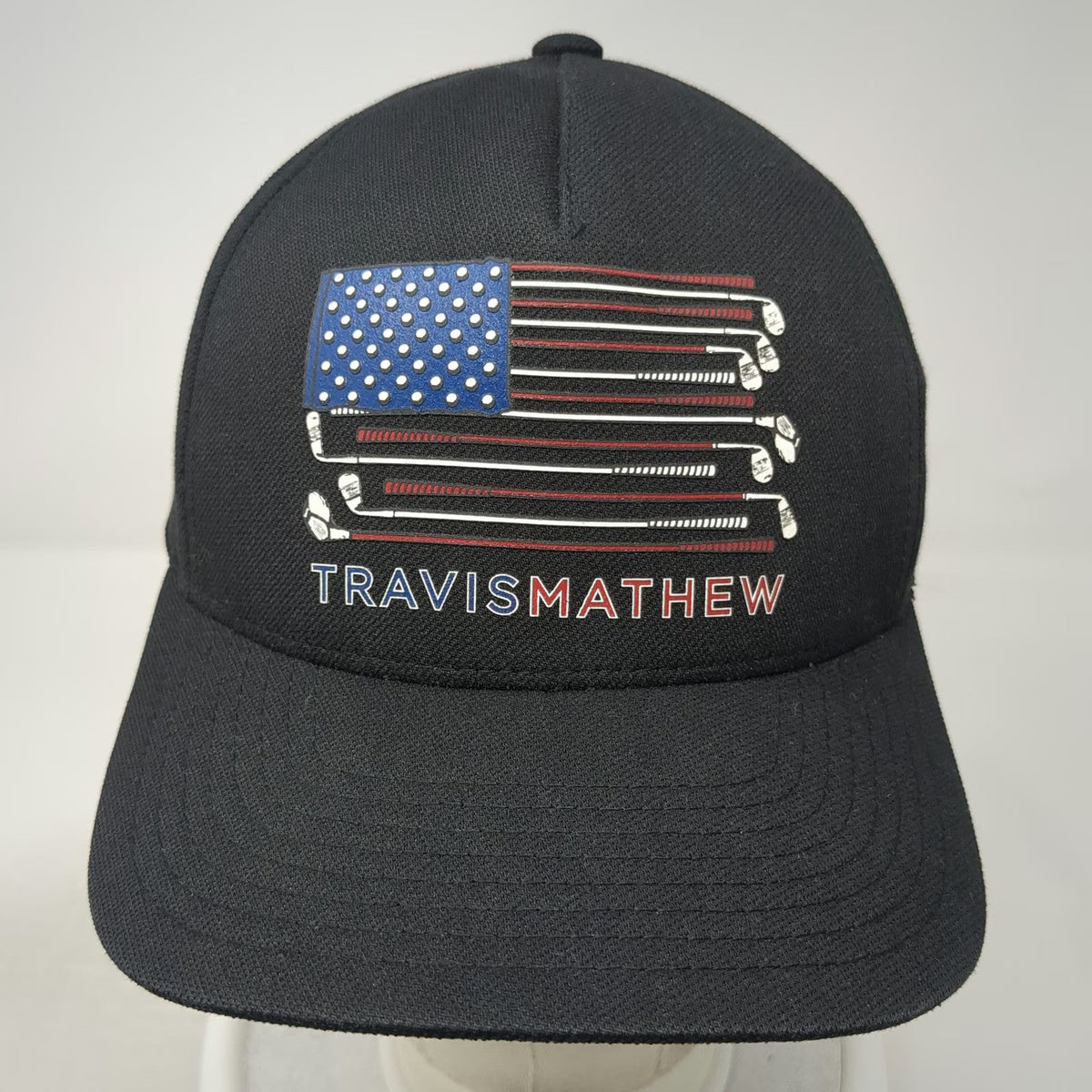 TravisMathew 5 Panel Black XL Hat Golf Flag Washington Capitals Weagle Flexfit