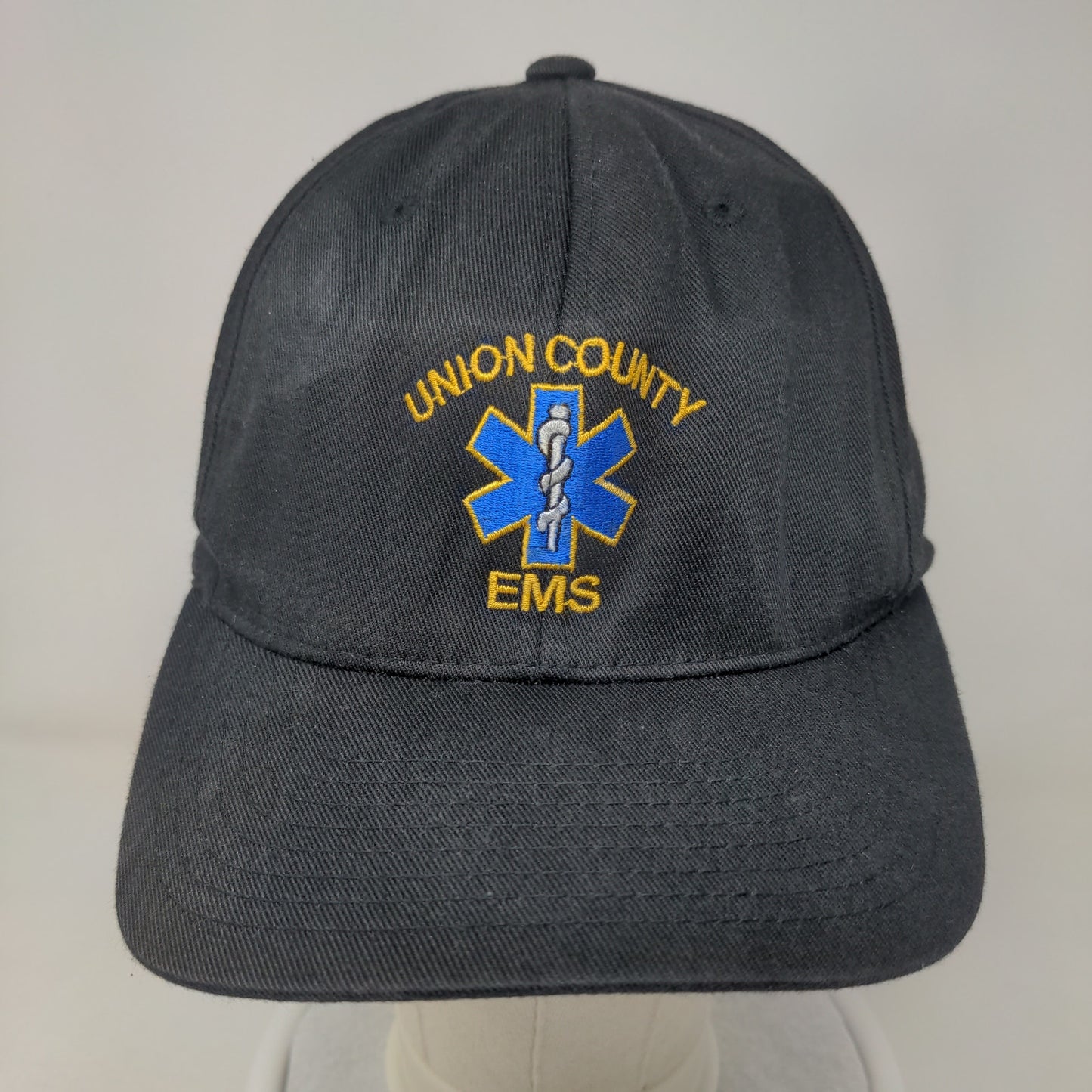 Union County Ems Fitted Hat Black L/XL Embroidered Vented Holes Port Authority