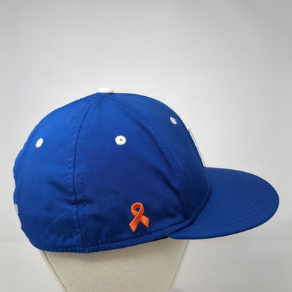B Skull And Crossbones Fitted Hat Blue Medium Embroidered The Game