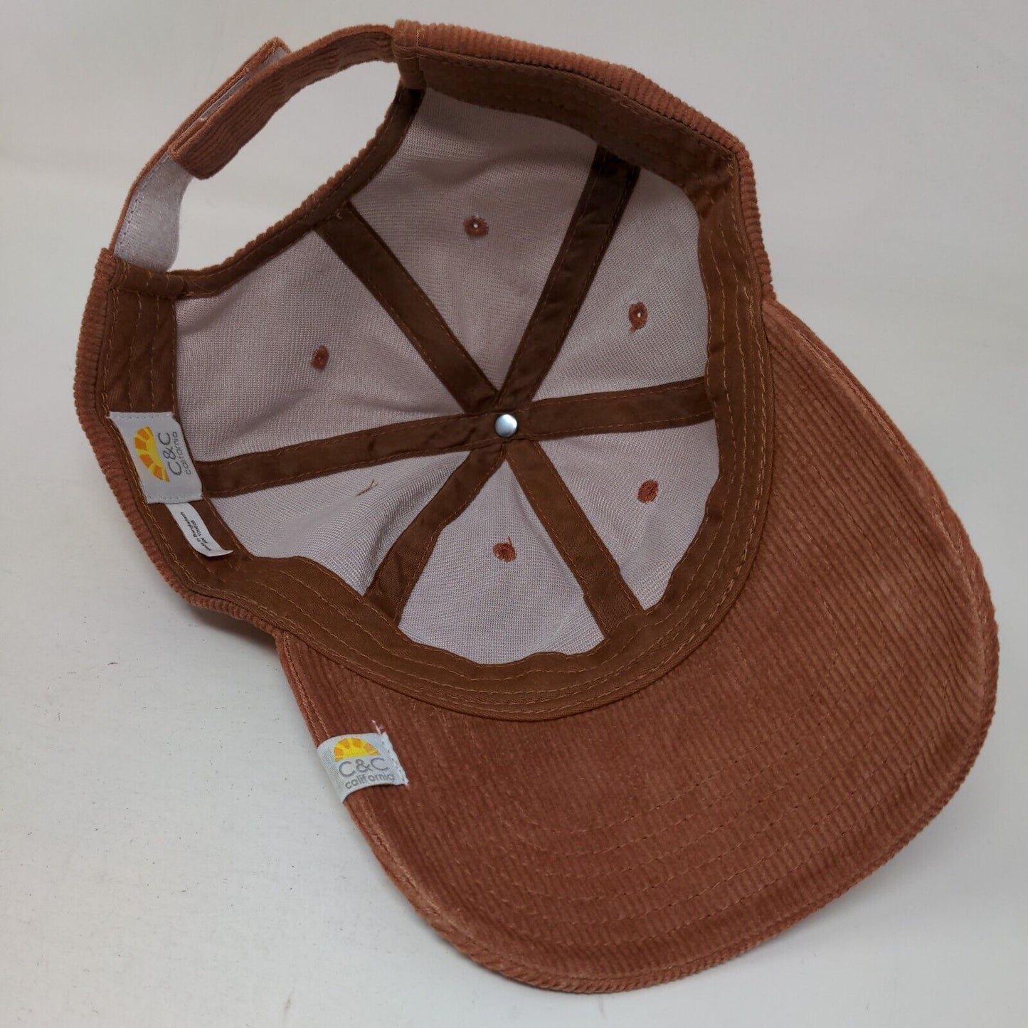 C&C California Strapback Hat Brown One Size Corduroy Adjustable 6 Panel