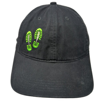 Carhartt Baseball Cap Black One Size Strapback Green Boot Prints Canvas Work Hat