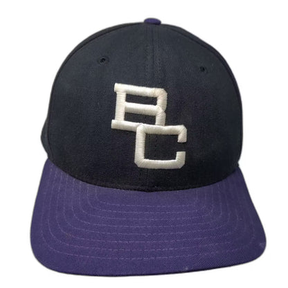 New Era BC Logo Pro Model Fitted Hat Black Purple Size 7 1/2 USA Made Vintage
