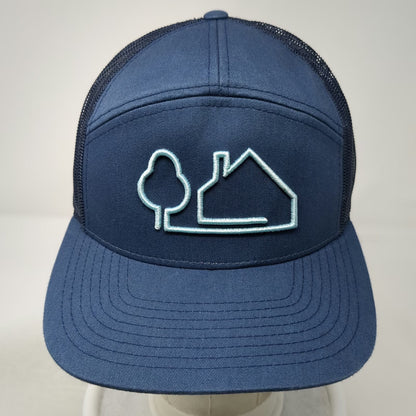 Trucker Hat Blue One Size Mesh Snapback House Tree Graphic Flat Bill 7 Panel