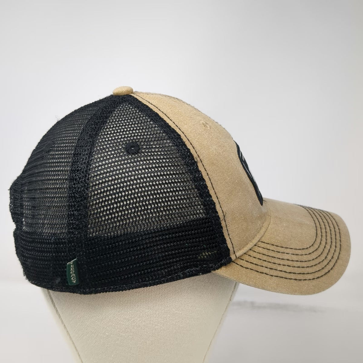 Legacy Trucker Hat Beige Black One Size Rhino Metals Patch Mesh Back Snapback