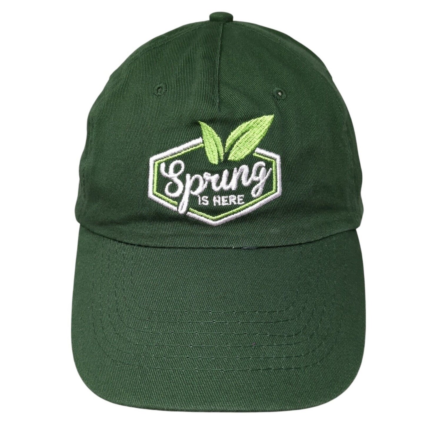 Spring is Here Strapback Hat Green One Size Adjustable Solid Hit Wear