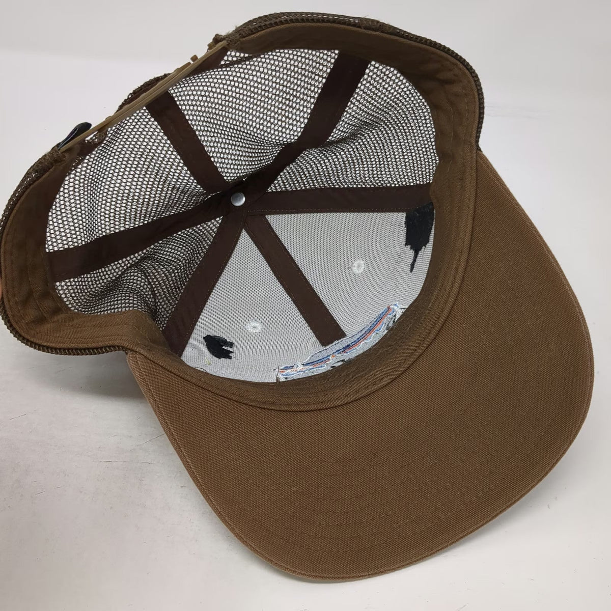 Patagonia Trucker Hat Brown Beige One Size Bison Logo Mesh Snapback Hiking Cap