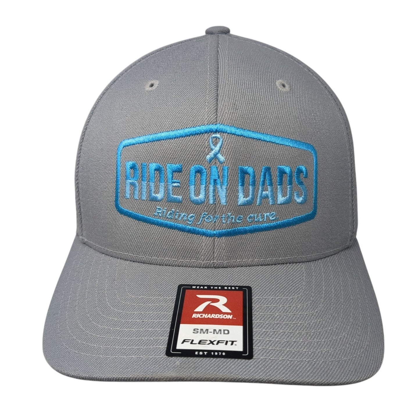 Ride On Dads Riding For The Cure Baseball Cap Gray Medium Flexfit Richardson