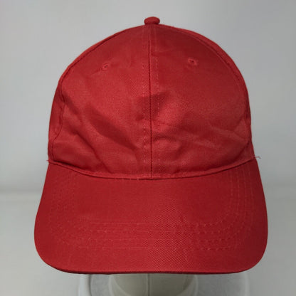 Unbranded Strapback Hat Red One Size Adjustable Vented Holes 6 Panel Blank