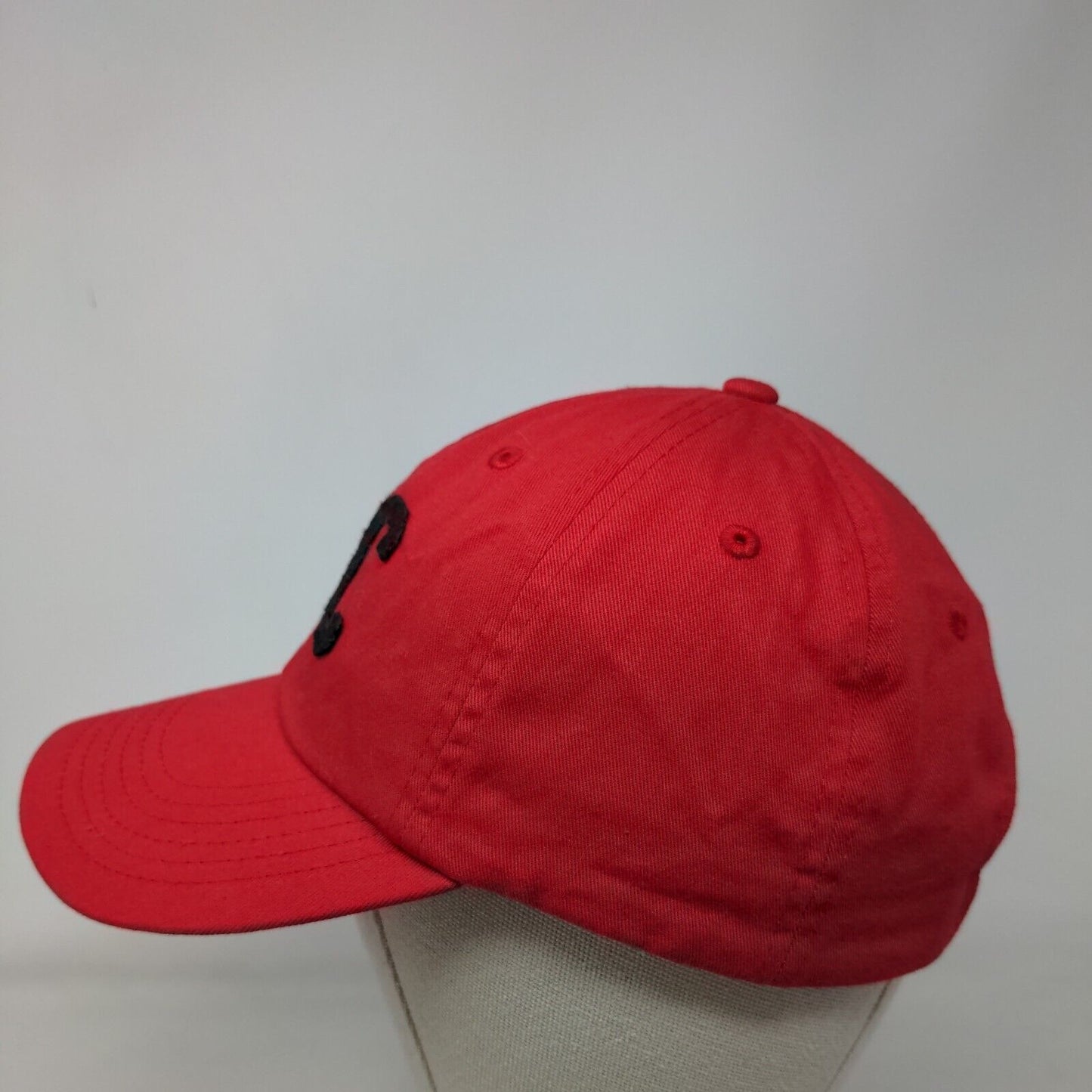 DC Slideback Hat Red One Size Adjustable Embroidered Vented Holes 6 Panel