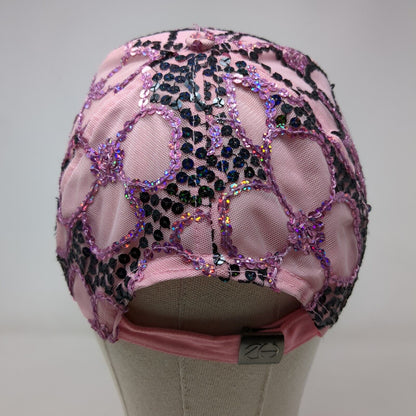 Sequin Slideback Hat Pink One Size Adjustable Lightweight 6 Panel Blank