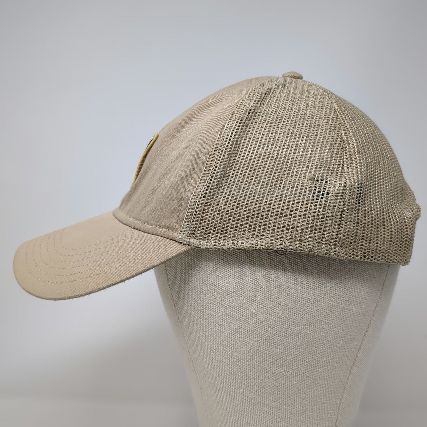 RawGear Trucker Hat Beige One Size Mesh Back Snapback Logo Patch Fitness Gym
