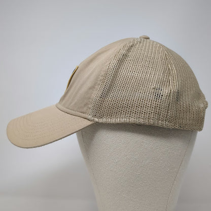RawGear Trucker Hat Beige One Size Mesh Back Snapback Logo Patch Fitness Gym