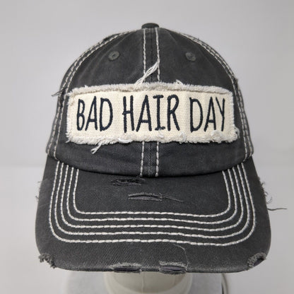 Bad Hair Day Strapback Hat Gray One Size Distressed KB ETHOS Vintage