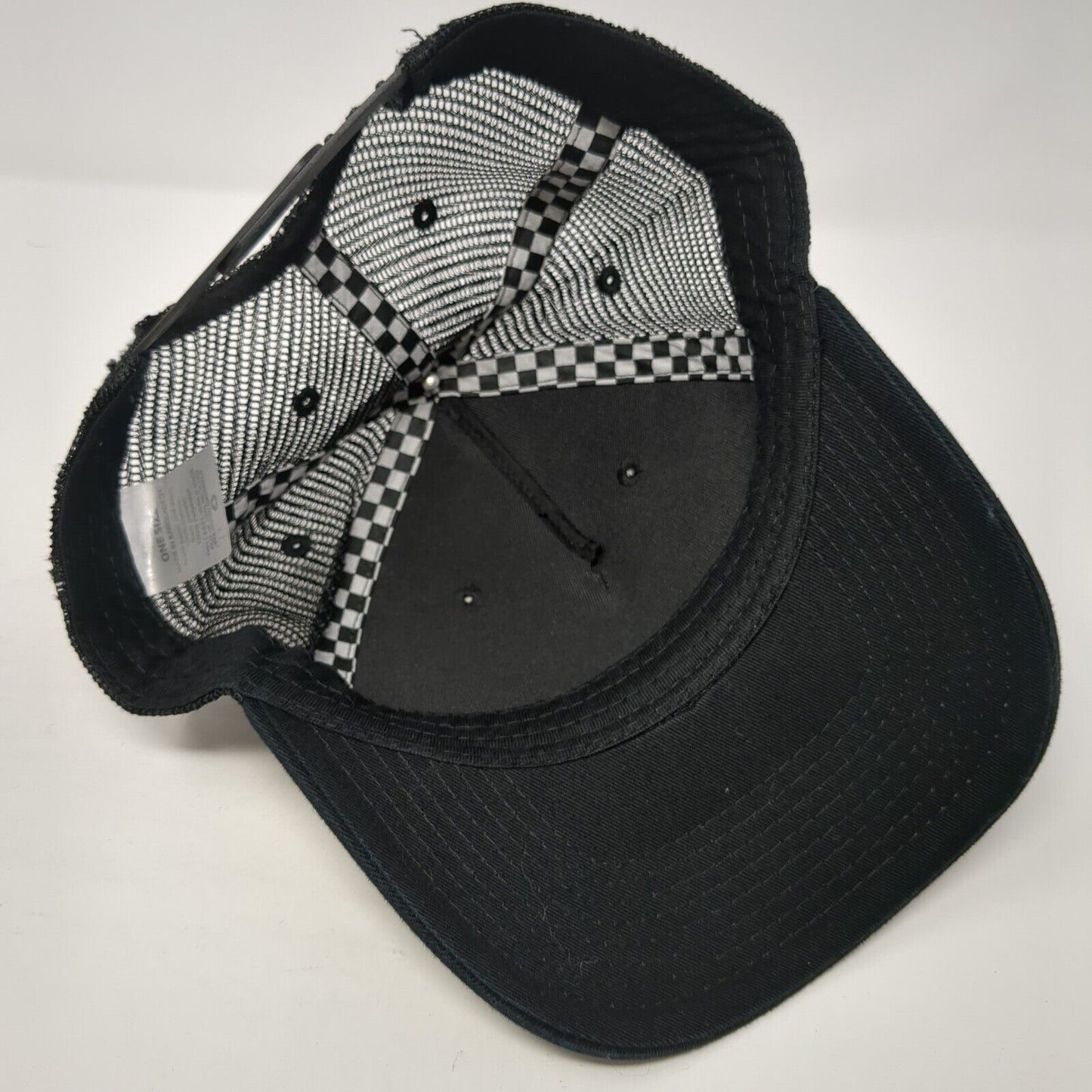 No Boundaries Snapback Trucker Hat Black One Size Adjustable Mesh Back Check