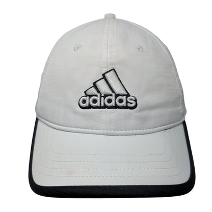 Adidas 3 Stripes Strapback Hat White OSFA Embroidered Black Trim