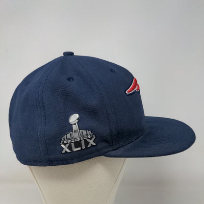 New Era Mens Fitted Hat Blue 7 3/8 New England Patriots Embroidered Logo 59Fifty