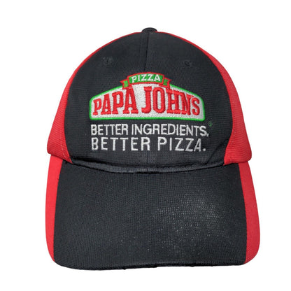Papa John's Pizza Strapback Hat Black One Size Embroidered Adjustable
