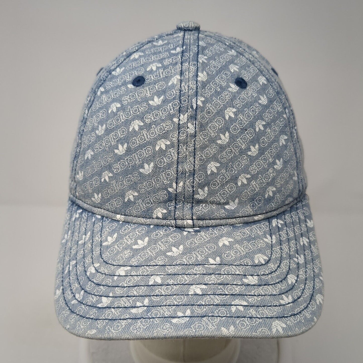Adidas Slideback Hat Blue One Size Adjustable All Over Print 6 Panel Cotton