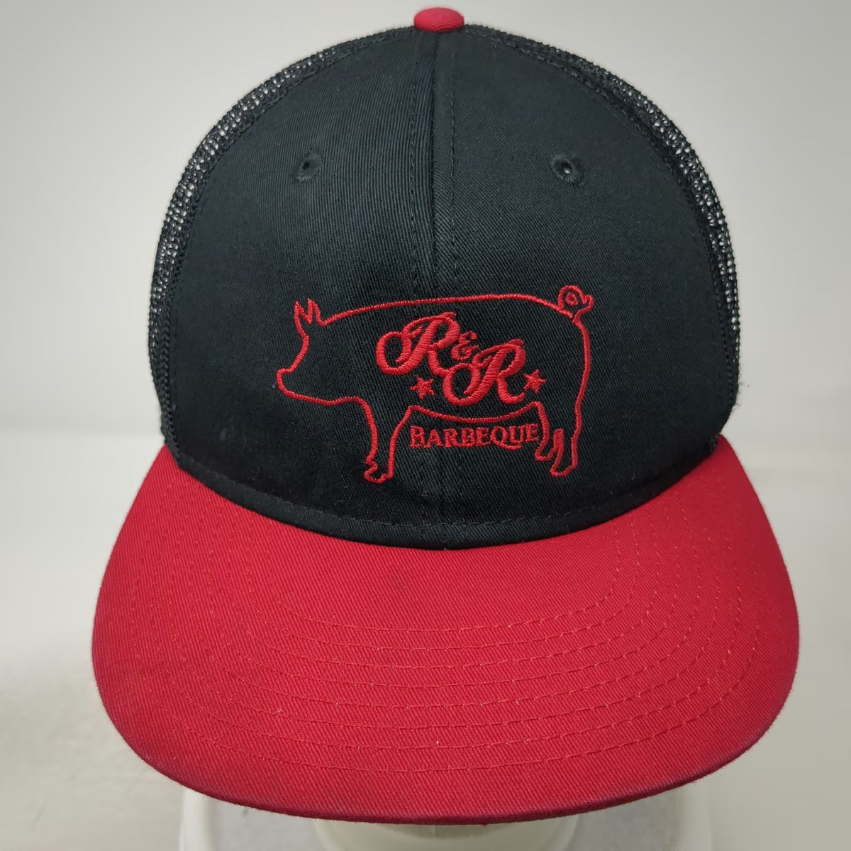 OTTO Trucker Hat Black Red One Size R&R Barbeque Pig Logo Mesh Back Snapback