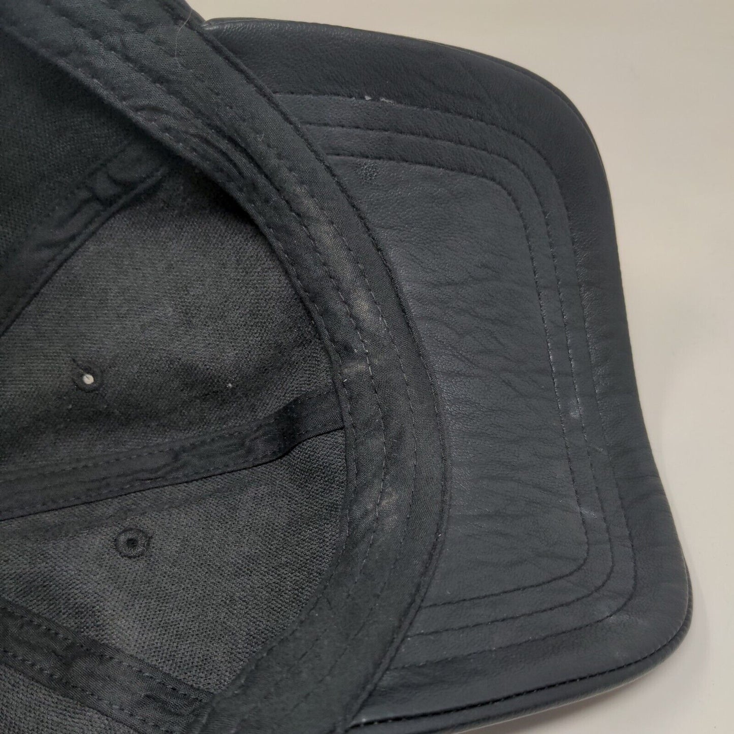 A New Day Fitted Vegan Leather Hat Black One Size 6 Panel Blank