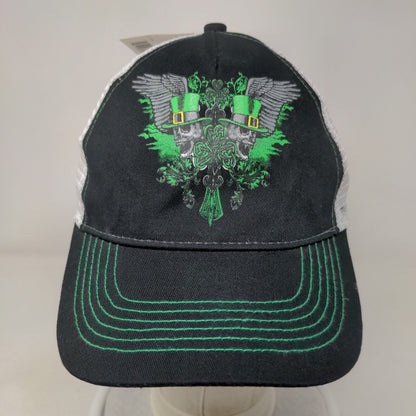 St. Patrick's Day Skull Strapback Mesh Back Trucker Hat Black OSFM W/Tags