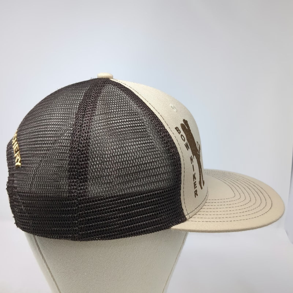 Dead-On Archery Bow Hiker Trucker Hat Beige Brown Gold One Size Mesh Snapback