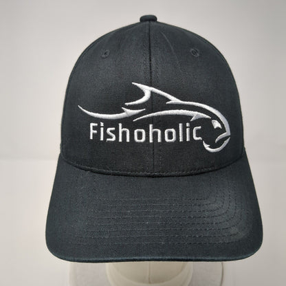 Fishoholic Bend Your Rod Fitted Hat Black S-M Solid Flexfit Yupoong