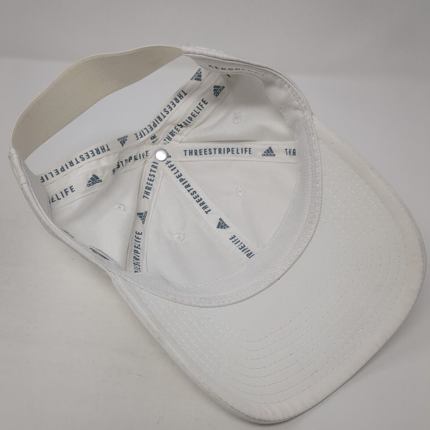 Adidas 3 Stripes Strapback Hat White One Size Solid Stretch Ponytail