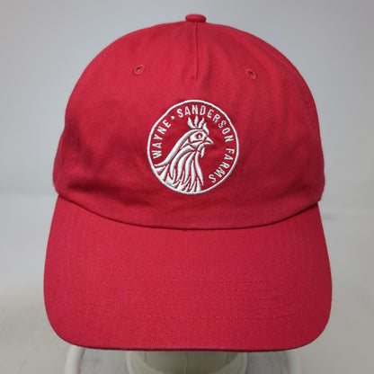 Hit Wayne Sanderson Farms 5 Panel Red Hat One Size Strapback Cotton Chicken Logo