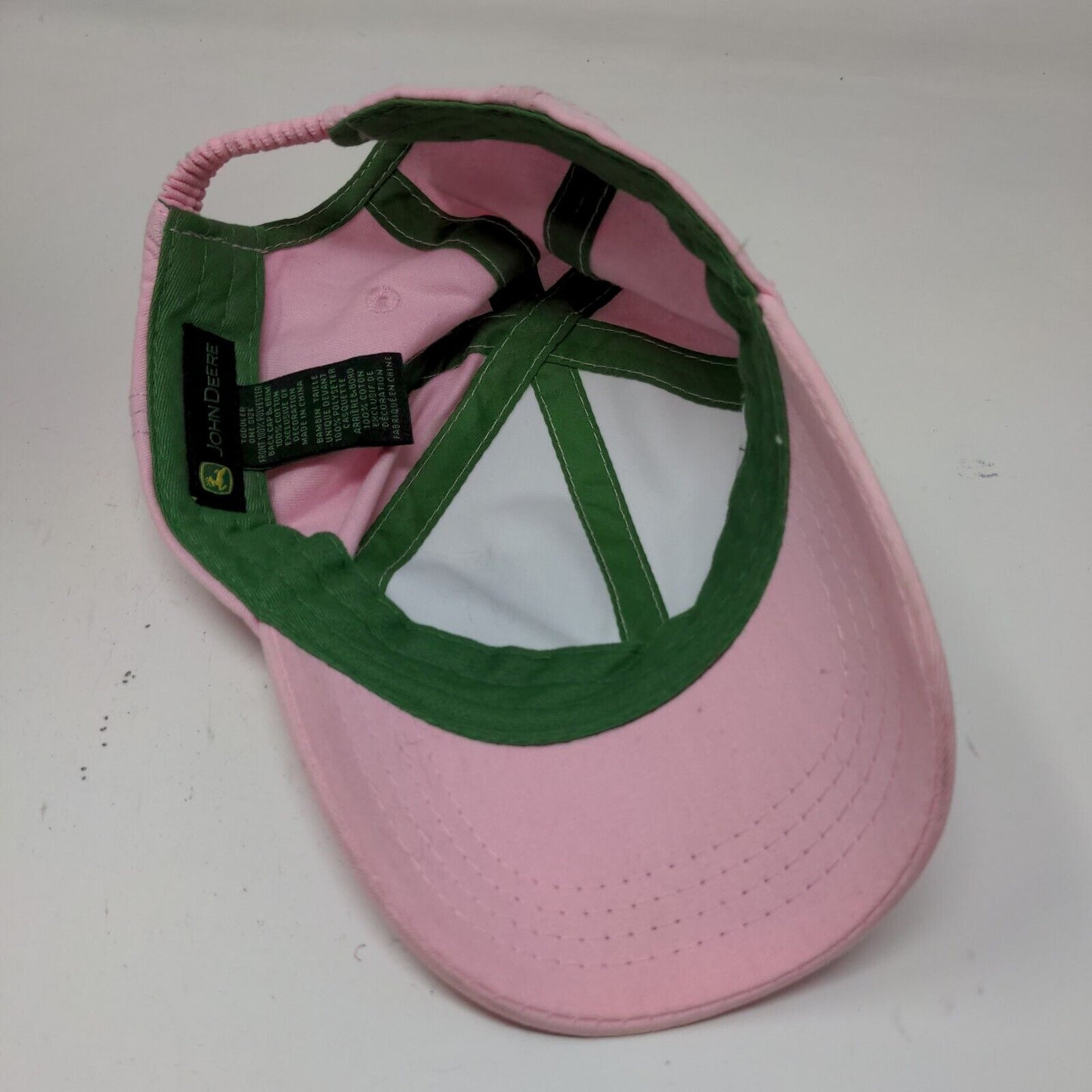 John Deere Girl's Stretchy Hat Pink White Size Toddler OS Horse Graphic Logo