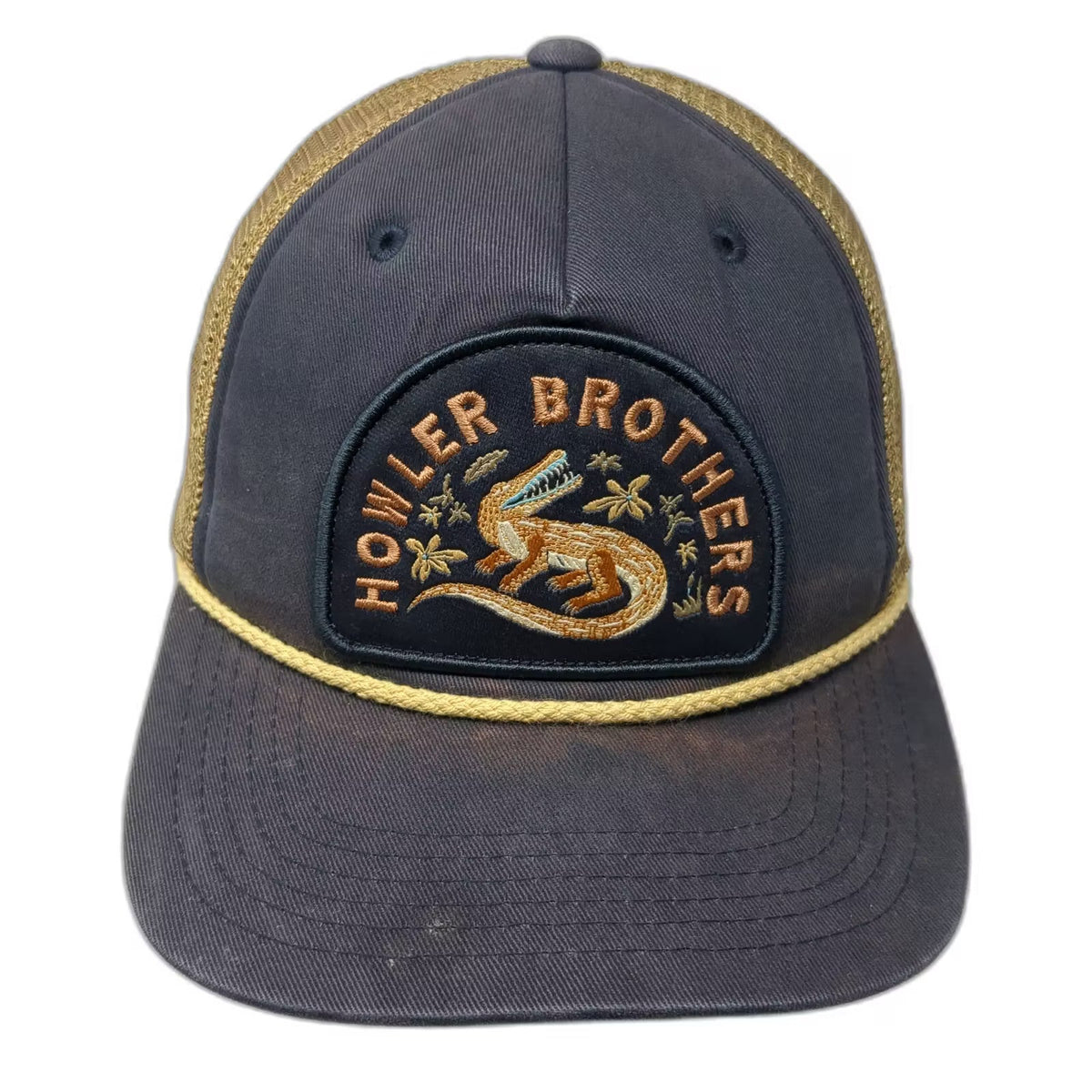 Howler Brothers Blue Gold Trucker Hat One Size Embroidered Patch Snapback