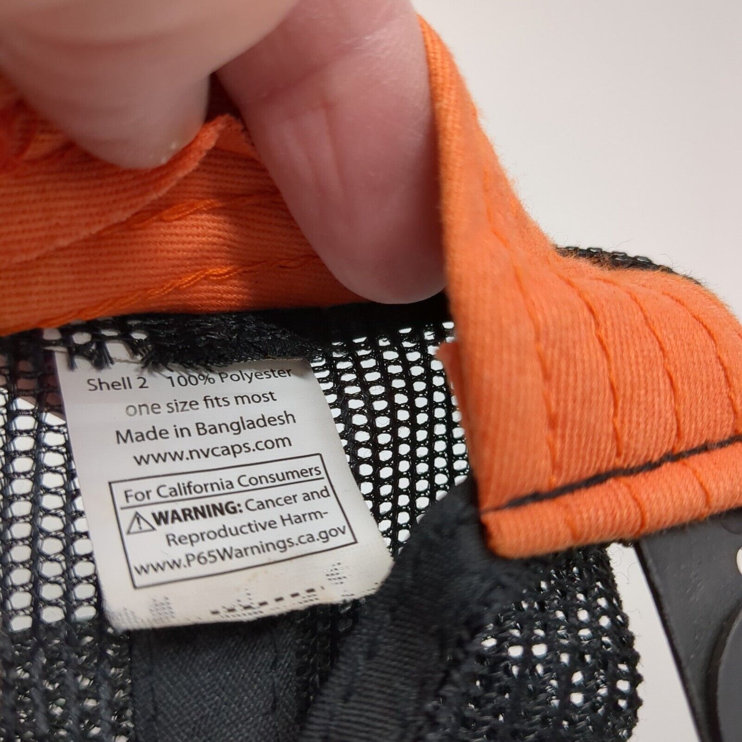 NV Caps Snapback Trucker Hat Orange One Size Adjustable Embroidered Mesh Back