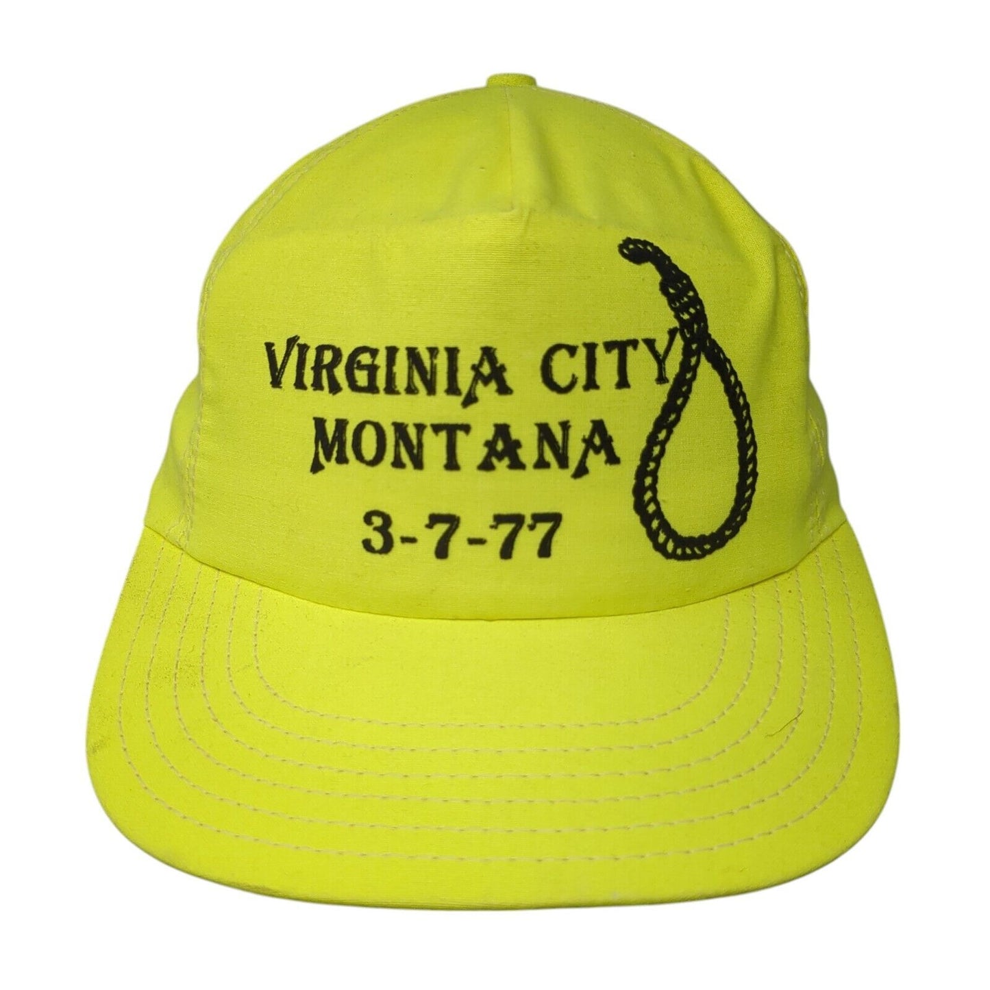 Virginia City Montana 3-7-77 Snapback Hat Yellow OSFA Solid Adjustable