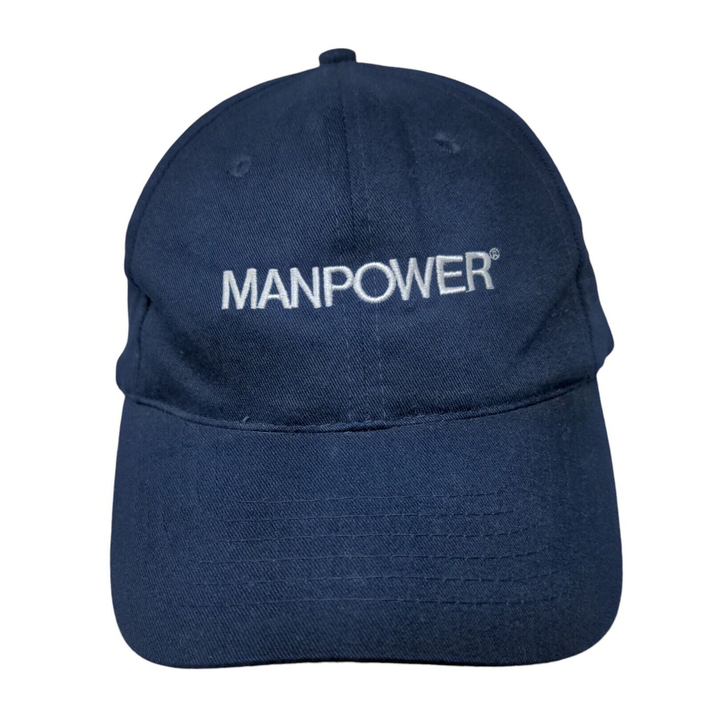 Manpower Slideback Hat Blue One Size Adjustable Embroidered 6 Panel