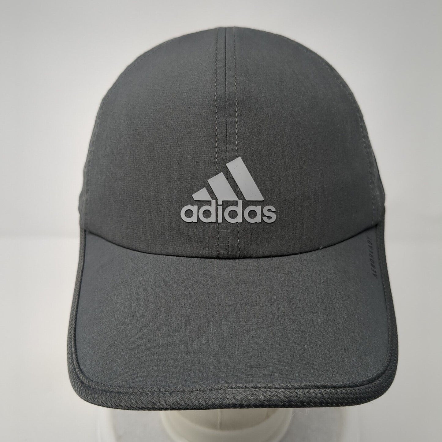 Adidas Aeroready Strapback Hat Gray One Size 3 Stripes Adjustable