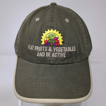 Green Baseball Cap One Size Eat Fruits Vegetables Active Strapback Hat Contrast